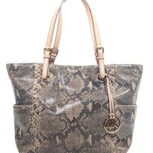 MICHAEL KORS Python Snake Embossed Large Shoulder Tote